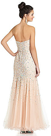 glamour by terani couture beaded trumpet dress