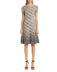 St. John Collection Inlaid Sequin Trellis Fit Flare Dress