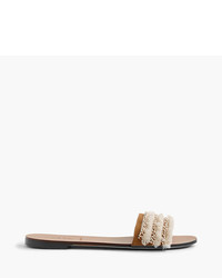Beige Embellished Flat Sandals