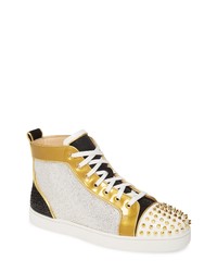 Christian Louboutin Crystal Embellished Glitter High Top Sneaker Men Size 12