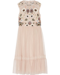 Needle & Thread Embellished Lace Trimmed Tulle Dress Blush