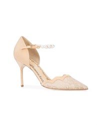 Marchesa Pearl Embellished Lace Pumps