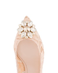 Dolce & Gabbana Pink Bellucci Crystal 70 Lace Pumps