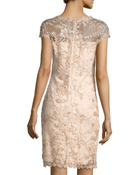 LM Collection Sequin Embellished Lace Sheath Dress Champagne