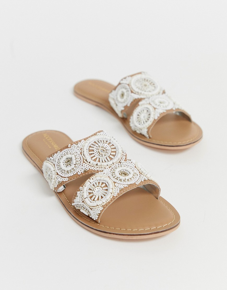 embellished slip on sandals