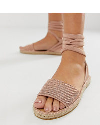 ASOS DESIGN Jamila Diamante Tie Leg Espadrille Sandals