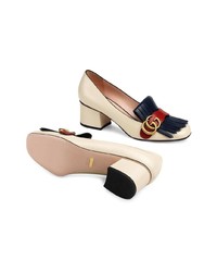 Gucci Leather Mid Heel Pump With Double G