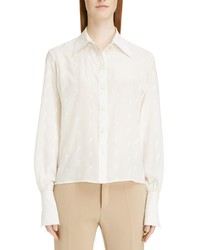 Chloé Horse Embroidered Crepe De Chine Shirt