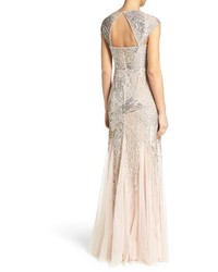 Adrianna Papell Petite Embellished Mesh Gown