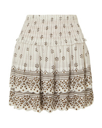 Isabel Marant Andora Tiered Embellished Printed Cotton Gauze Mini Skirt