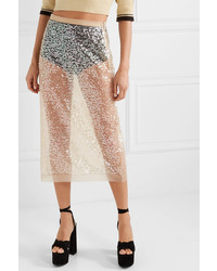 Miu Miu Sequined Tulle Midi Skirt