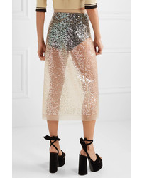 Miu Miu Sequined Tulle Midi Skirt