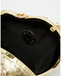 Love Moschino Sequin Heart Clutch In Gold