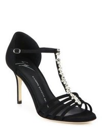 Giuseppe Zanotti Cam Pallido Crystal Embellished Suede Sandals