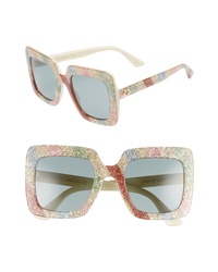 Gucci 53mm Glitter Stripe Square Sunglasses