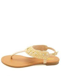 Charlotte Russe Studded T Strap Thong Sandals