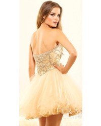 Terani Couture Jeweled Flower Ballerina Tulle Short Prom Dresses