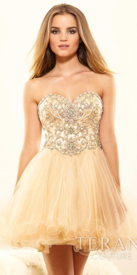 Terani Couture Jeweled Flower Ballerina Tulle Short Prom Dresses, $429 |  eDressMe | Lookastic