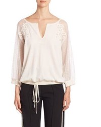 Chloé Chloe Embroidered Knit Blouse