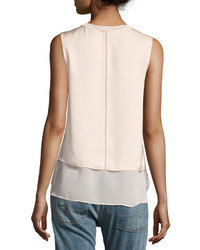 Vince Double Layered Embroidered Shell Top