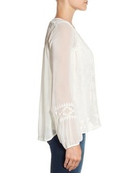 Lucky Brand Embroidered Long Sleeve Blouse