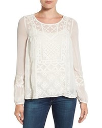 Lucky Brand Embroidered Long Sleeve Blouse