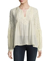 Love Sam Embroidered Long Sleeve Peasant Blouse