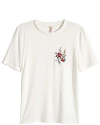 H&M Jersey Top With Embroidery