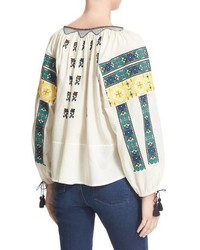 Sea Sleeveless Embroidered Top