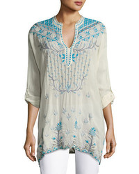 Johnny Was Spring Dolman Georgette Blouse W Embroidery Plus Size