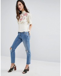 Asos Tea Blouse With Embroidery