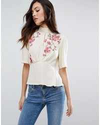 Asos Tea Blouse With Embroidery