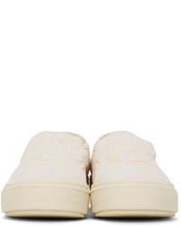 Rhude Beige Embroidered Slip On Sneakers