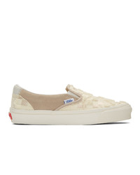 Vans Off White And Tan Bricolage Classic Slip On Sneakers