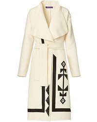 Beige Embroidered Coat