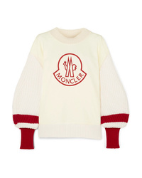 Moncler Genius 1952 Embroidered Cotton And Ribbed Wool Sweater