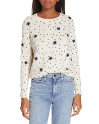 La Vie Rebecca Taylor Embroidered Dot Wool Blend Sweater