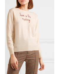 Lingua Franca Love Is The Message Embroidered Cashmere Sweater