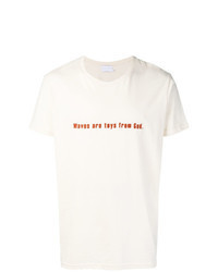 Beige Embroidered Crew-neck T-shirt
