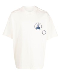 Emporio Armani Motif Embroidered Cotton T Shirt