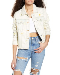 BLANKNYC Daisy Embroidered Bleached Denim Jacket