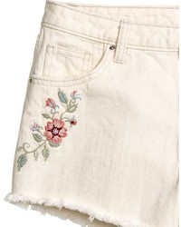H&M Denim Shorts With Embroidery
