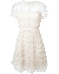 RED Valentino Embroidered Tulle Ruffled Dress