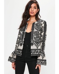 Missguided Premium Nude Embroidered Mesh Jacket