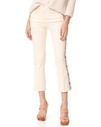 Beige Embroidered Jeans