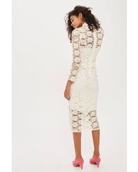 Topshop Embroidered Peplum Lace Bodycon Dress