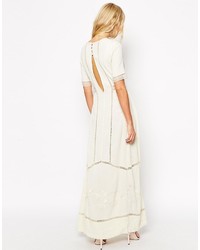 Asos Maxi Dress With Floral Embroidery And Lace Inserts