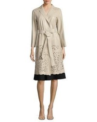 Lafayette 148 New York Delcy Embroidered Leather Wrap Coat