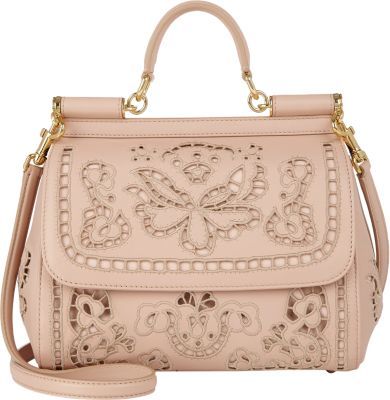 Dolce and Gabbana Miss Sicily Bag Floral Eyelet Embroidered Leather Small  at 1stDibs