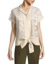 Lafayette 148 New York Sawyer Embroidered Linen Blouse